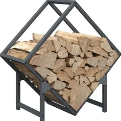 Hot Vedställ antracit 50x25x50 cm kallvalsat stål Tillbehör Till Vedeldade Kaminer & Öppna Spisar