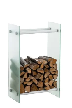 Outlet Vedställ Dacio frostat glas 35x40x60 35 x 40 x 60 cm Tillbehör Till Vedeldade Kaminer & Öppna Spisar