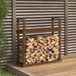 vidaXL Vedställ honungsbrun 110x35x108,5 cm massiv furu