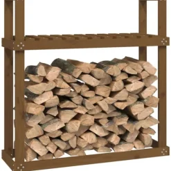 vidaXL Vedställ honungsbrun 110x35x108,5 cm massiv furu
