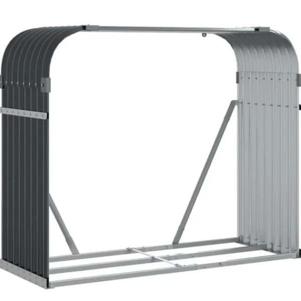 Vedställ i galvaniserat stål - Robust för vedförvaring | Färg: Antracitgrå | Storlek: 120x45x100 cm