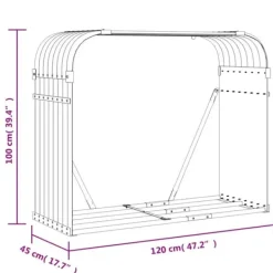 Vedställ i galvaniserat stål - Robust för vedförvaring | Färg: Antracitgrå | Storlek: 120x45x100 cm