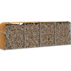 Sale Vedställ i galvaniserat stål - Robust vedförvaring | Storlek: 300x45x100 cm | Färg: Träutseende Tillbehör Till Vedeldade Kaminer & Öppna Spisar