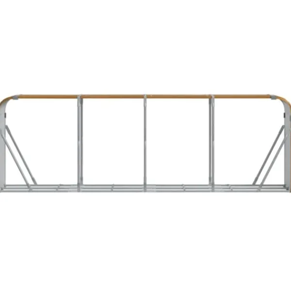Sale Vedställ i galvaniserat stål - Robust vedförvaring | Storlek: 300x45x100 cm | Färg: Träutseende Tillbehör Till Vedeldade Kaminer & Öppna Spisar
