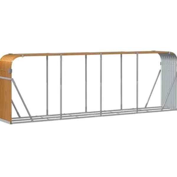 Sale Vedställ i galvaniserat stål - Robust vedförvaring | Storlek: 300x45x100 cm | Färg: Träutseende Tillbehör Till Vedeldade Kaminer & Öppna Spisar