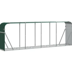 Vedställ i galvaniserat stål för vedförvaring | Färg: Grön | Storlek: 300x45x100 cm