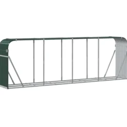 Vedställ i galvaniserat stål för vedförvaring | Färg: Grön | Storlek: 300x45x100 cm