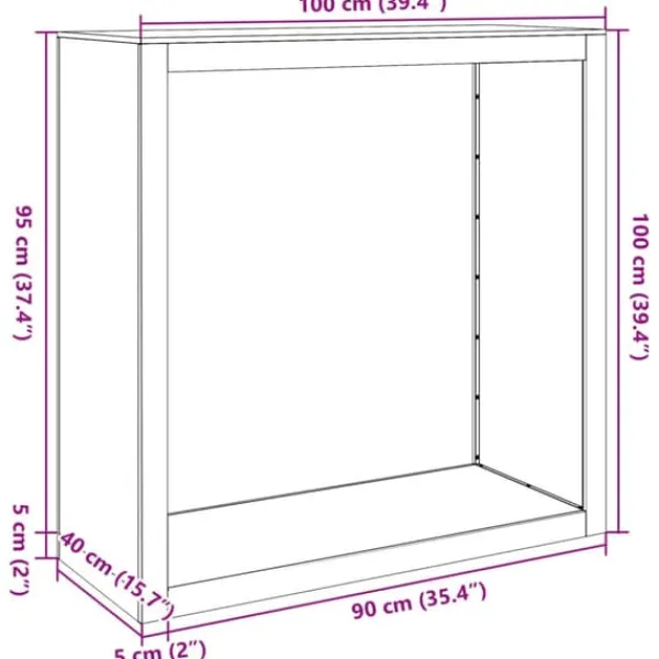 Clearance Vedställ i galvaniserat stål för vedförvaring | Storlek: 100x40x100 cm Tillbehör Till Vedeldade Kaminer & Öppna Spisar