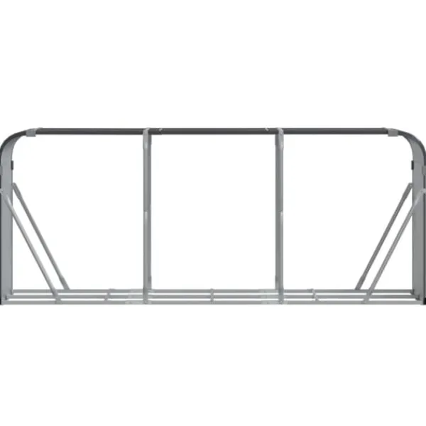 Best Vedställ i galvaniserat stål - Robust vedförvaring | Färg: Antracitgrå | Storlek: 234x45x100 cm Tillbehör Till Vedeldade Kaminer & Öppna Spisar
