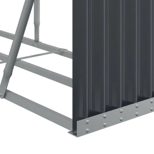 Best Vedställ i galvaniserat stål - Robust vedförvaring | Färg: Antracitgrå | Storlek: 234x45x100 cm Tillbehör Till Vedeldade Kaminer & Öppna Spisar