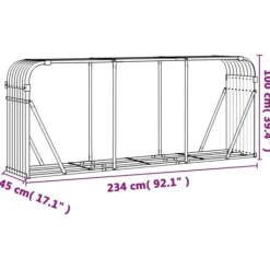 Best Vedställ i galvaniserat stål - Robust vedförvaring | Färg: Antracitgrå | Storlek: 234x45x100 cm Tillbehör Till Vedeldade Kaminer & Öppna Spisar