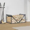 New Vedställ i kallvalsat stål - Robust vedförvaring | Färg: Antracit | Storlek: 70x43x34,5 cm Tillbehör Till Vedeldade Kaminer & Öppna Spisar