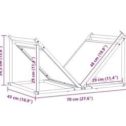 New Vedställ i kallvalsat stål - Robust vedförvaring | Färg: Antracit | Storlek: 70x43x34,5 cm Tillbehör Till Vedeldade Kaminer & Öppna Spisar
