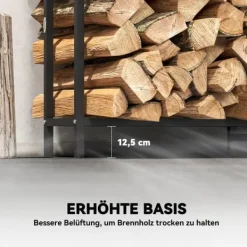 Vedställ i metall 199 × 30 × 121 cm – 0,6 m³ med vattentätt överdrag, upp till 300 kg