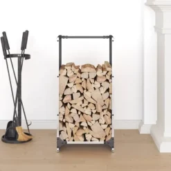 Best Vedställ i rostfritt stål - Hålla veden torr och organiserad | Storlek: 40x30x80 cm Tillbehör Till Vedeldade Kaminer & Öppna Spisar