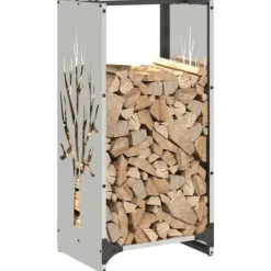 Best Vedställ i rostfritt stål - Hålla veden torr och organiserad | Storlek: 40x30x80 cm Tillbehör Till Vedeldade Kaminer & Öppna Spisar