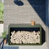 Outlet Vedställ i stål för vedförvaring - Slitstarkt och väderbeständigt | Färg: Grön | Storlek: 100x40x60 cm Tillbehör Till Vedeldade Kaminer & Öppna Spisar