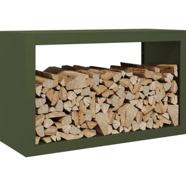 Outlet Vedställ i stål för vedförvaring - Slitstarkt och väderbeständigt | Färg: Grön | Storlek: 100x40x60 cm Tillbehör Till Vedeldade Kaminer & Öppna Spisar