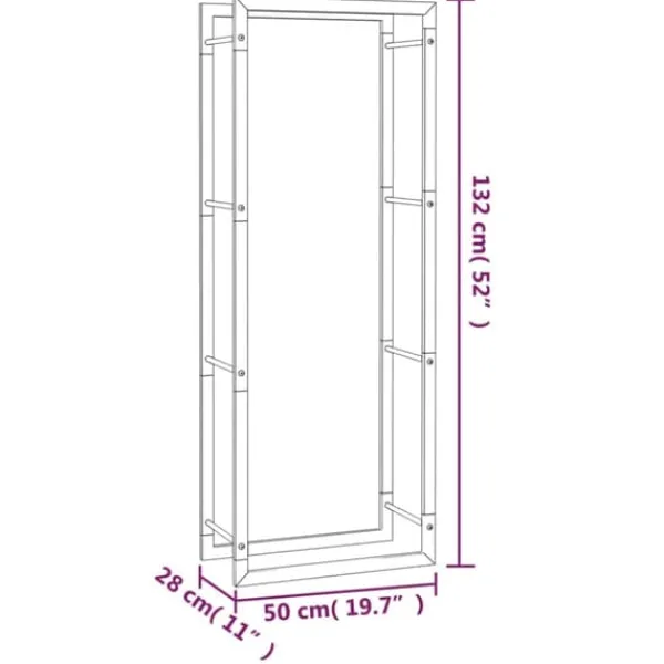 Vedställ matt svart 50x28x132 cm stål - Vedställ - Ved Ställ - Home & Living