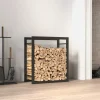 Outlet Vedställ matt svart 50x28x56 cm stål Tillbehör Till Vedeldade Kaminer & Öppna Spisar