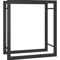 Outlet Vedställ matt svart 50x28x56 cm stål Tillbehör Till Vedeldade Kaminer & Öppna Spisar