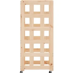 Hot Vedställ med hjul i massiv furu - Förvaring av ved | Storlek: 40x49x110 cm Tillbehör Till Vedeldade Kaminer & Öppna Spisar