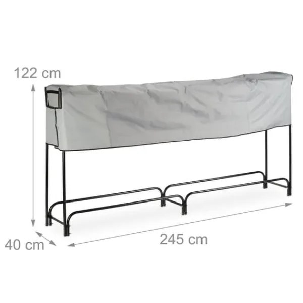 Outlet Vedställ, Metall, 122x245x40 cm, Svart Tillbehör Till Vedeldade Kaminer & Öppna Spisar