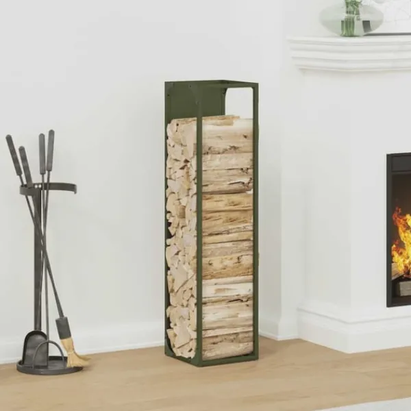 vidaXL Vedställ olivgrön 25x25x100 cm kallvalsat stål