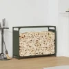 Hot Vedställ olivgrön 90x28x65 cm kallvalsat stål Tillbehör Till Vedeldade Kaminer & Öppna Spisar