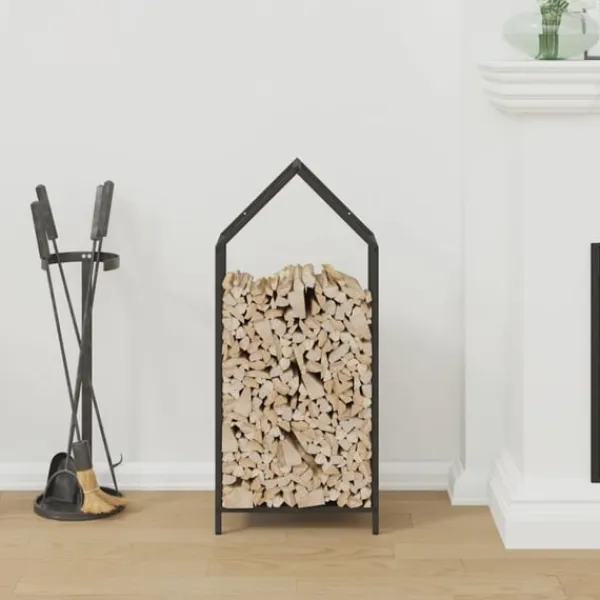 vidaXL Vedställ svart 40x25x90 cm kallvalsat stål