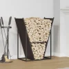 Discount Vedställ svart 69,5x35x81 cm kallvalsat stål Tillbehör Till Vedeldade Kaminer & Öppna Spisar