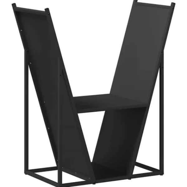 Discount Vedställ svart 69,5x35x81 cm kallvalsat stål Tillbehör Till Vedeldade Kaminer & Öppna Spisar