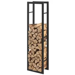 Vedställ Täby vedförvaring 40x25x150 cm stål Tillbehör Till Vedeldade Kaminer & Öppna Spisar