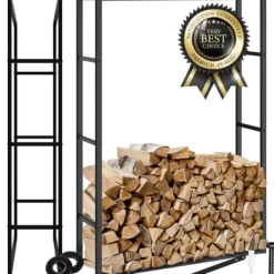 Hot Vedställ Tuby, för inne- & utomhus, 100,5x25x150cm - svart Tillbehör Till Vedeldade Kaminer & Öppna Spisar