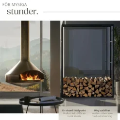 Hot Vedställ Tuby, för inne- & utomhus, 100,5x25x150cm - svart Tillbehör Till Vedeldade Kaminer & Öppna Spisar