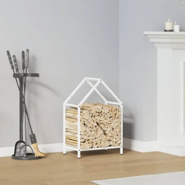 Sale Vedställ vit 40x25x60 cm kallvalsat stål Tillbehör Till Vedeldade Kaminer & Öppna Spisar