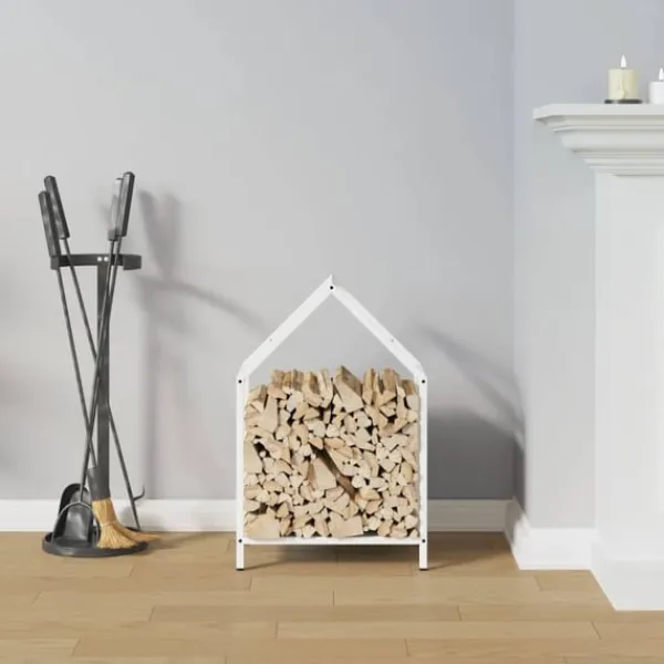 Sale Vedställ vit 40x25x60 cm kallvalsat stål Tillbehör Till Vedeldade Kaminer & Öppna Spisar