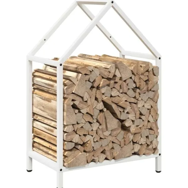 Sale Vedställ vit 40x25x60 cm kallvalsat stål Tillbehör Till Vedeldade Kaminer & Öppna Spisar