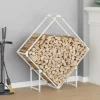 Best Vedställ vit 100x25x100 cm kallvalsat stål Tillbehör Till Vedeldade Kaminer & Öppna Spisar