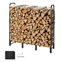 Outlet Vedställ, 122x32x118 cm, Svart, Metall, Utomhusförvaring Tillbehör Till Vedeldade Kaminer & Öppna Spisar