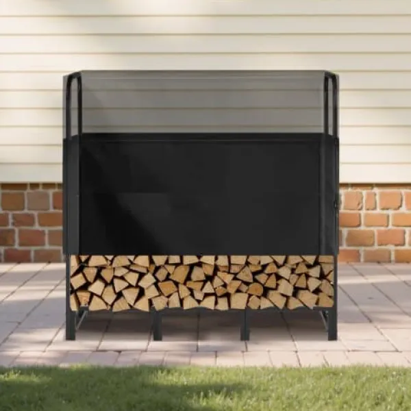 Outlet Vedställ, 122x32x118 cm, Svart, Metall, Utomhusförvaring Tillbehör Till Vedeldade Kaminer & Öppna Spisar