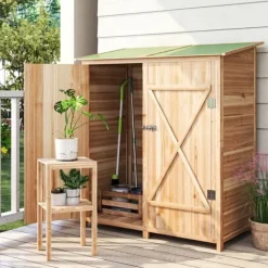 Best Verktygsskjul med Bänkbord, Tällved, 140 x 75 x 157 cm Skjul, Garage & Carports