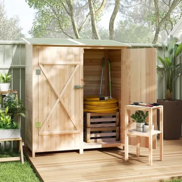 Best Verktygsskjul med Bänkbord, Tällved, 140 x 75 x 157 cm Skjul, Garage & Carports