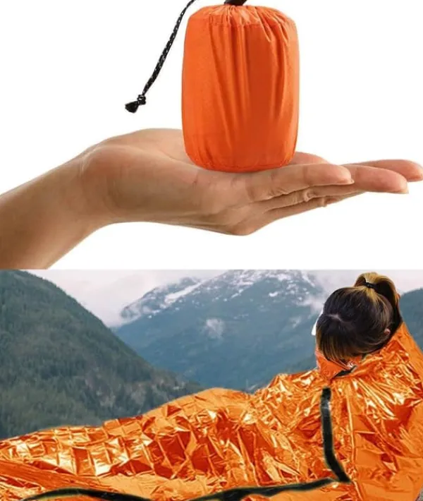 Överlevnadsbivyväskor - Vattentäta Mylar-nödfiltar för camping och vandring (orange)