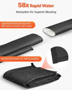 Online Översvämningsbarriär - Vattenaktiverade sandfria översvämningspåsar 4-pack - Återanvändbara - Storlek 153 x 21 cm - För dörrar/källare/garage Beredskapsplaner