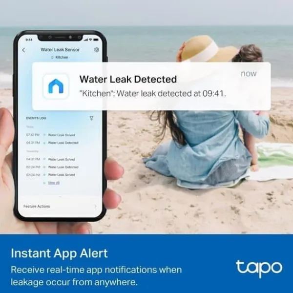 TP-Link Översvämningsdetektor - - Tapo T300 - Larm 90 dB - IP66 - Trådlös