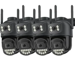 Övervakningskamera, Dubbelobjektiv, Nattseende,4PCs CAM INTE Kort, EU Kontakt