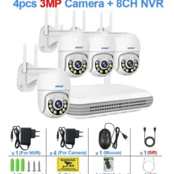 Övervakningskamera Kit, 5MP Upplösning, Tvåvägs ljud, Ingen, 8CH NVR X 4 kamera 3mp