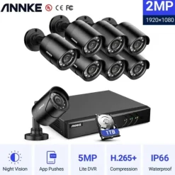 Övervakningskamera Kit, 5MP Upplösning, Nattvisions Teknologi,1TB