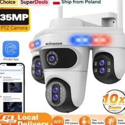 Övervakningskamera, 10X optisk zoom, nattseende,1Pcs Vit Kamera, EU Kontakt